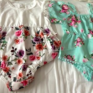 SHEIN Floral Blouse - Mint and Pink